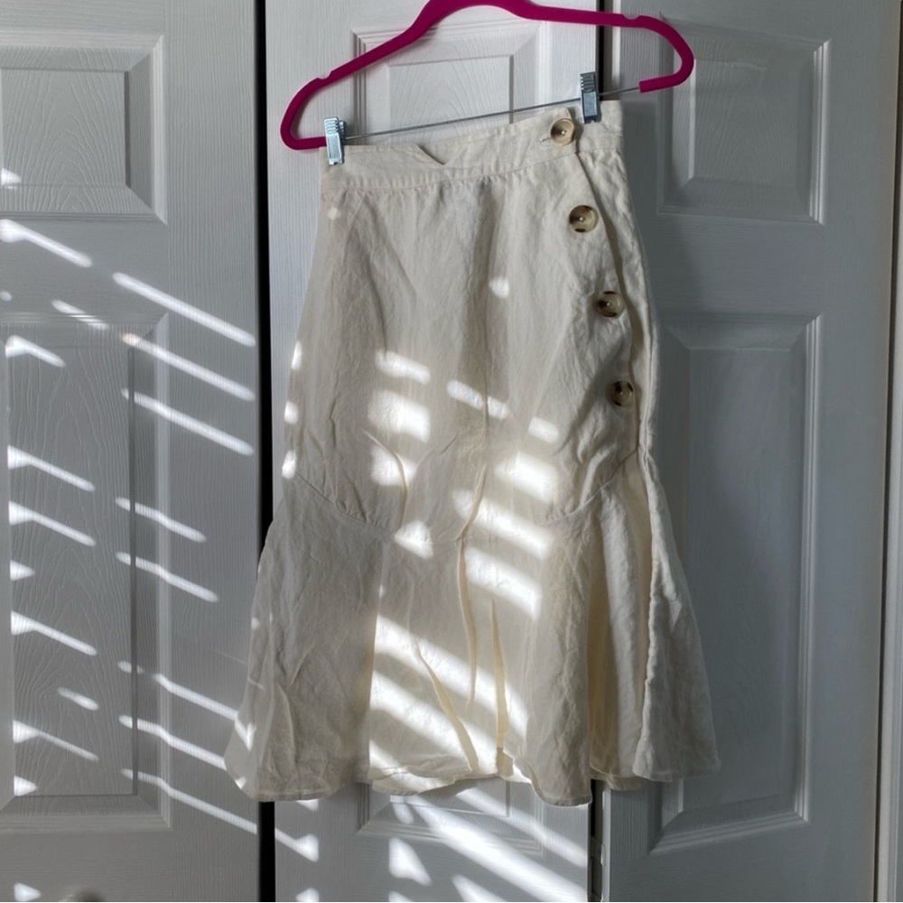 Ajaie Alaie Linen Button Skirt in White